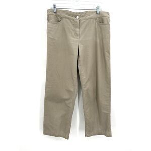 EILEEN FISHER Khaki Tan Crepe Wide Leg Trouser Pants Size Petite Large